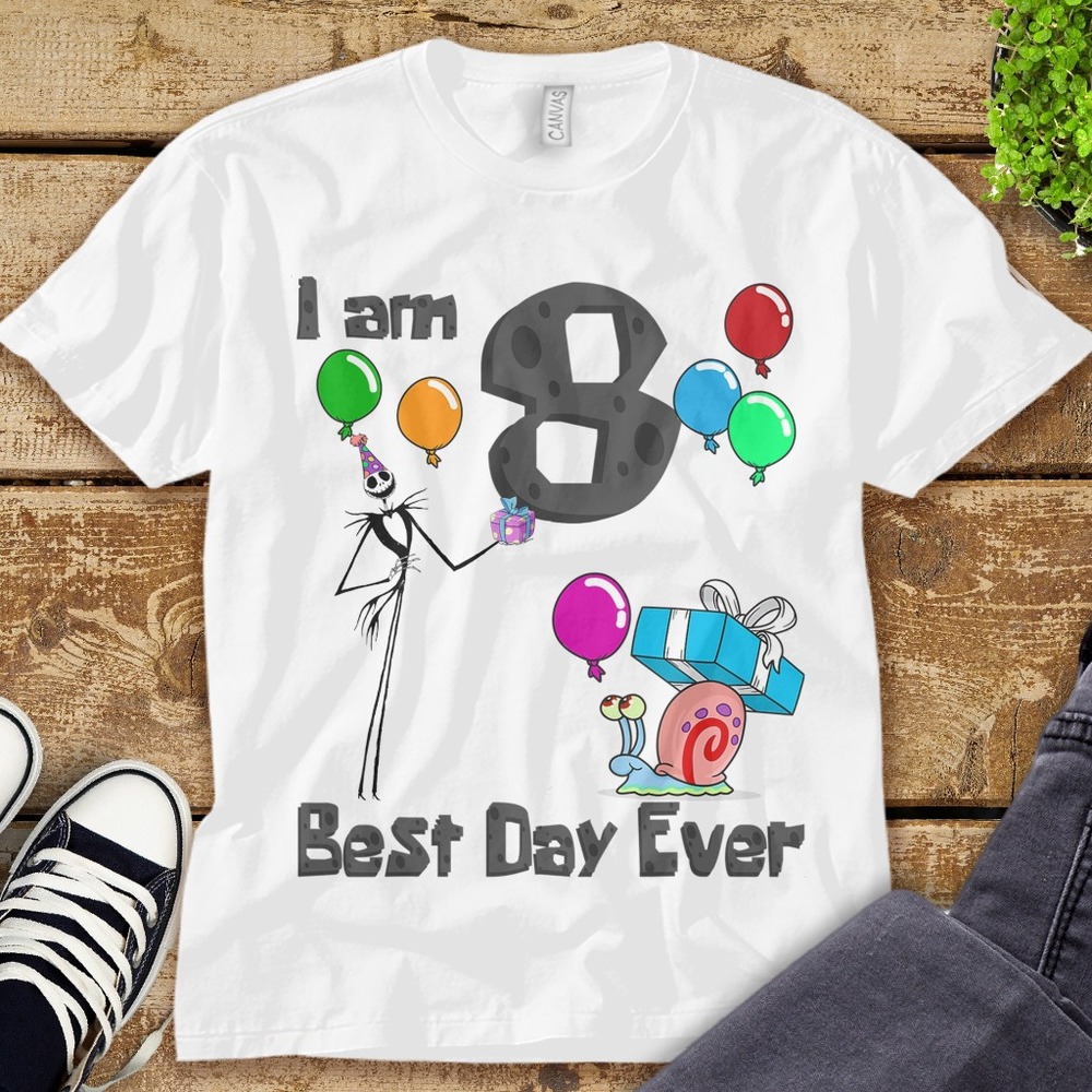 Jack Skellington Birthday I'm 8 Best Day Ever 8th Birthday Unisex Tee T-shirt